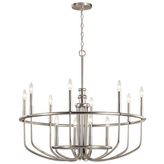 Kichler Capitol Hill 12 -Light Brushed Nickel Traditional For Use in Bedrooms, Dining Rooms, Foyers, Kitchens, Living Rooms Chandelier 2221015