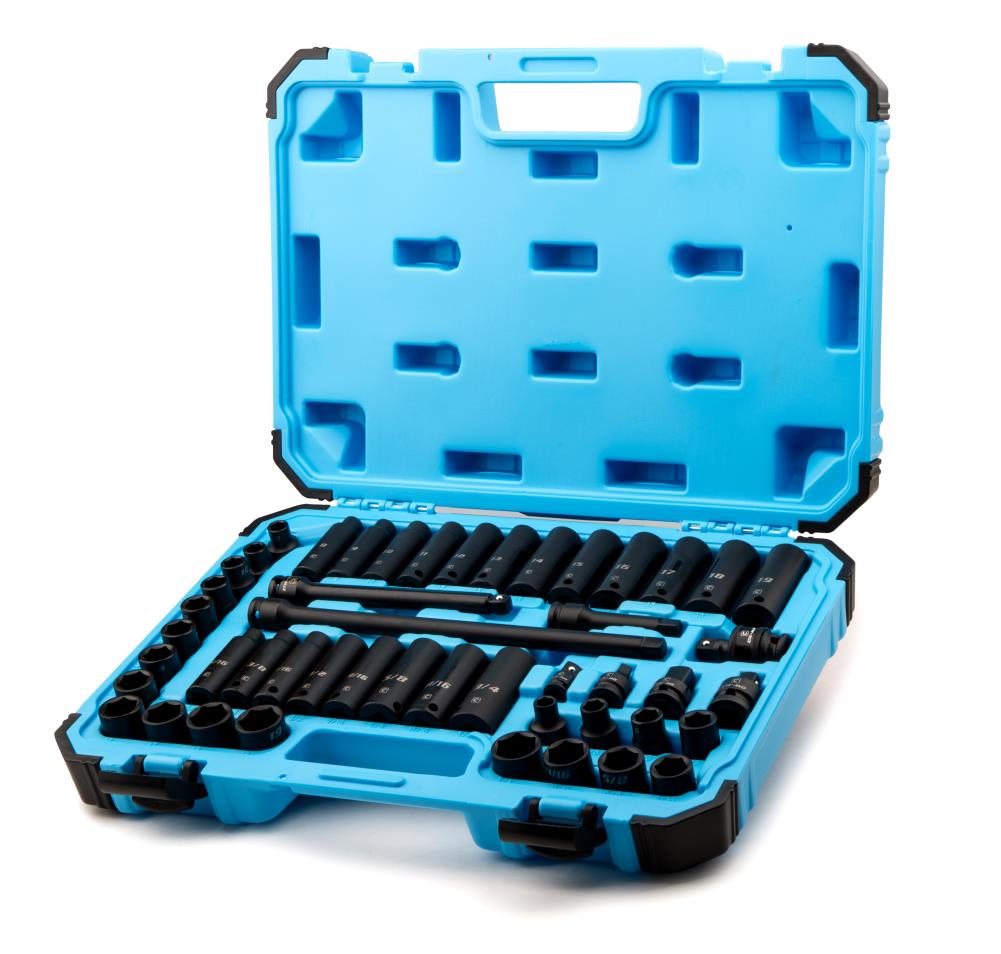 Capri Tools 48-Piece Standard (SAE) and Metric Combination 3/8-in Drive Set 6-point Impact Socket Set CP53000