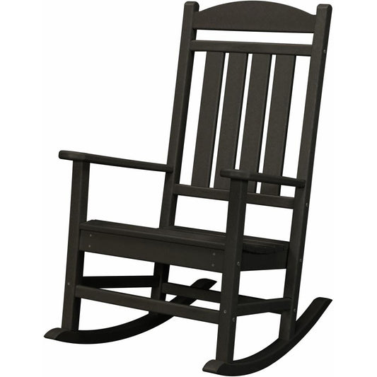 Hanover All Weather Black HDPE Frame Rocking Chair with Slat Seat