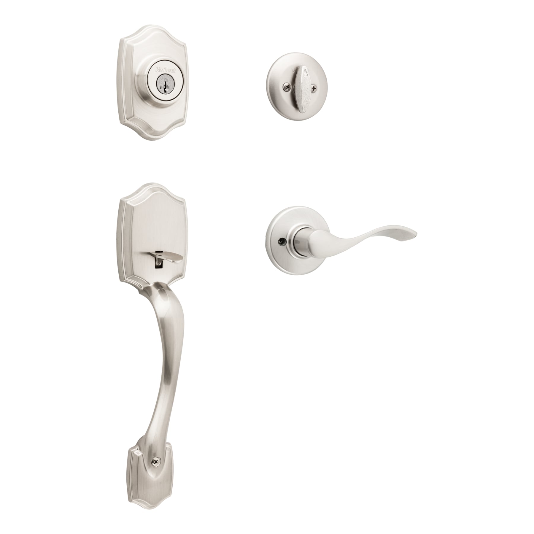 Kwikset Belleview Satin Nickel Single-Cylinder Deadbolt Entry Door Handleset with Balboa Lever and Smartkey 687BWXBL 15 SMT