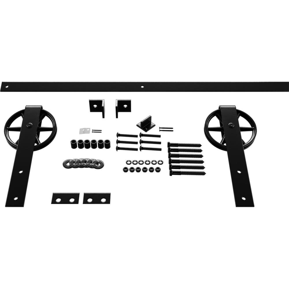 Goldberg Brothers 48-in Black Indoor Wagon wheel Single Double Barn door hardware kit
