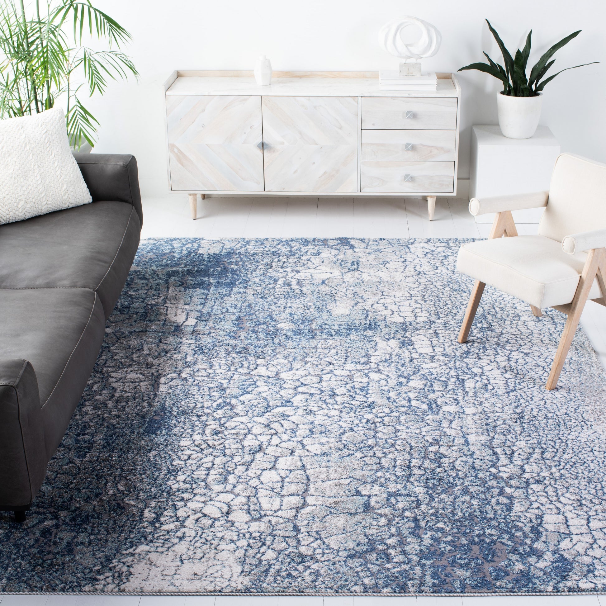 Safavieh Aston Sugi 9 x 12 (ft) Loomed Polypropylene Navy/Gray Rectangular Indoor Abstract Bohemian/Eclectic Spot Clean Only Area rug