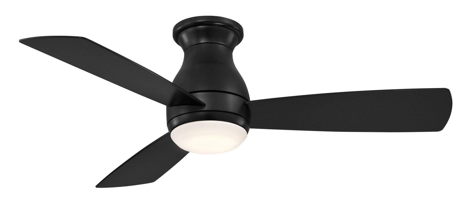 Fanimation Hugh 44-in Integrated LED Outdoor Flush Mount Black with Black Blades Ceiling Fan With Light - Remote Included ( 3 -Blade ) 2411251