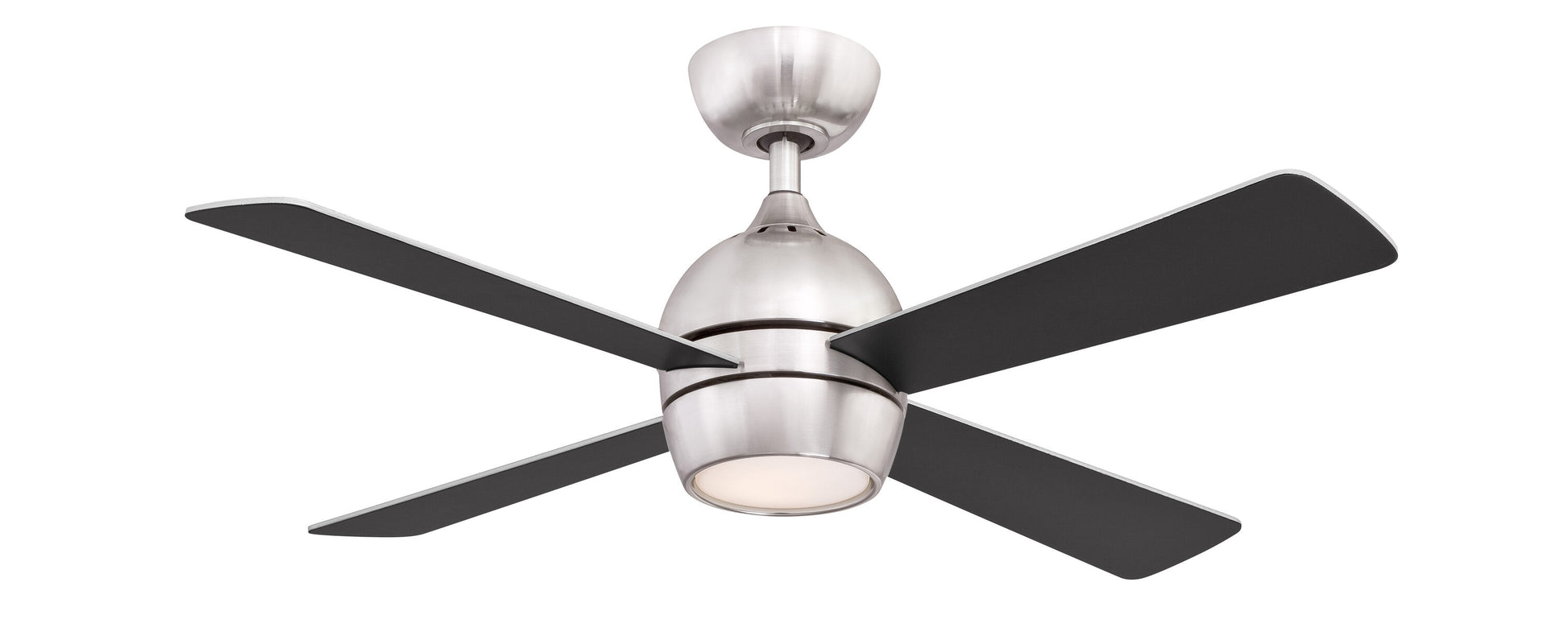 Fanimation Kwad 44-in Integrated LED Brushed Nickel with Brushed Nickel/Black Blades Ceiling Fan With Light - Remote Included ( 4 -Blade ) 2411256