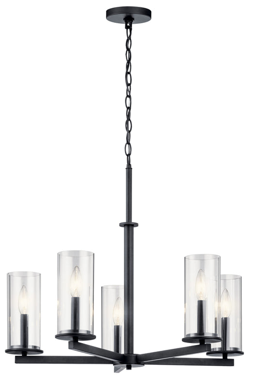Kichler Crosby 5 -Light Black Modern/contemporary For Use in Bedrooms, Dining Rooms, Foyers, Kitchens, Living Rooms Chandelier 2416110