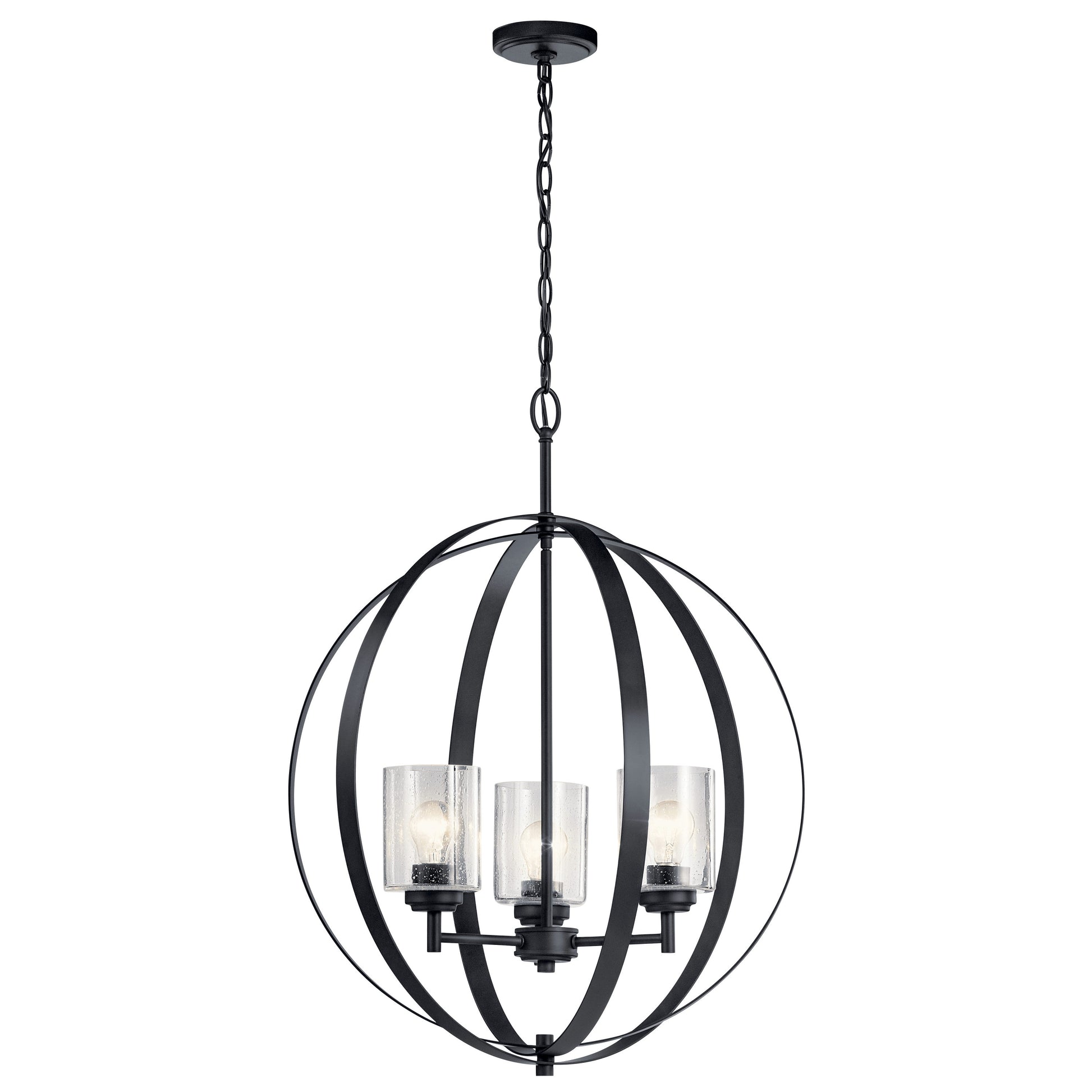 Kichler Winslow 3 -Light Black Modern/contemporary Cage For Use in Bedrooms, Dining Rooms, Foyers, Kitchens, Living Rooms Chandelier 2416114