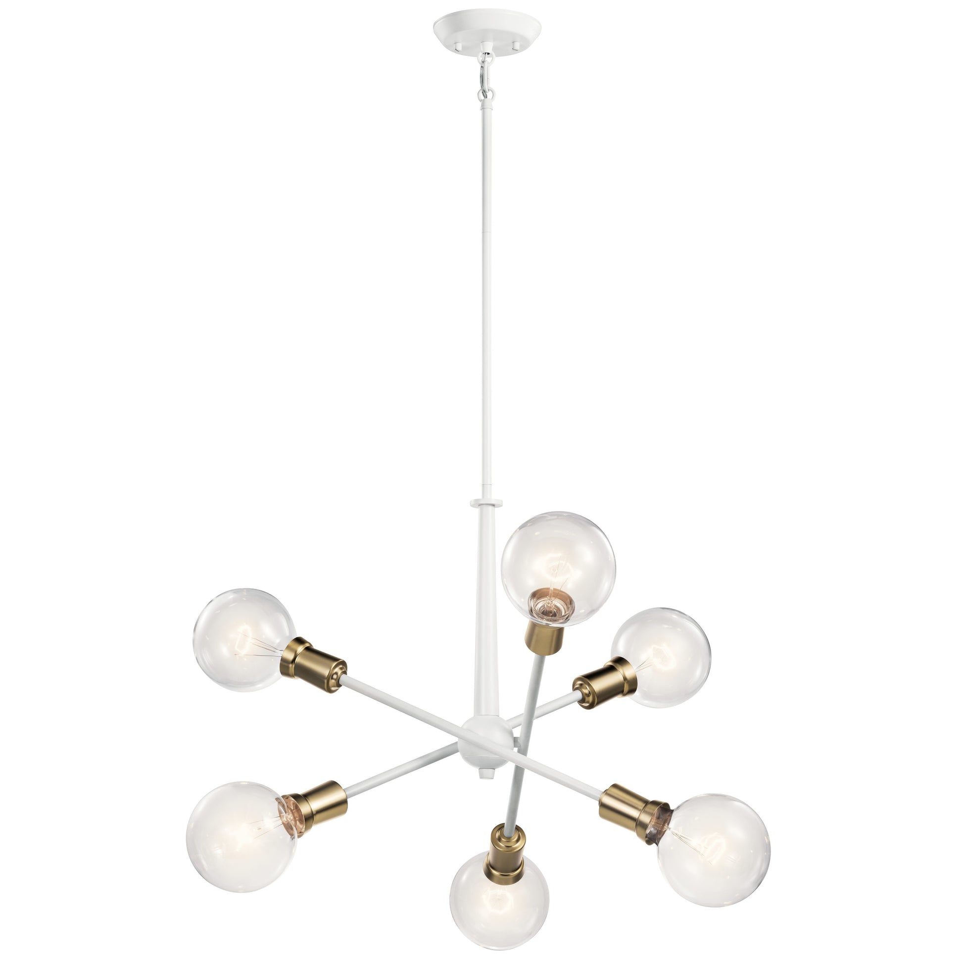 Kichler Armstrong 6 -Light White Mid-century For Use in Bedrooms, Dining Rooms, Foyers, Kitchens, Living Rooms Chandelier 2416132