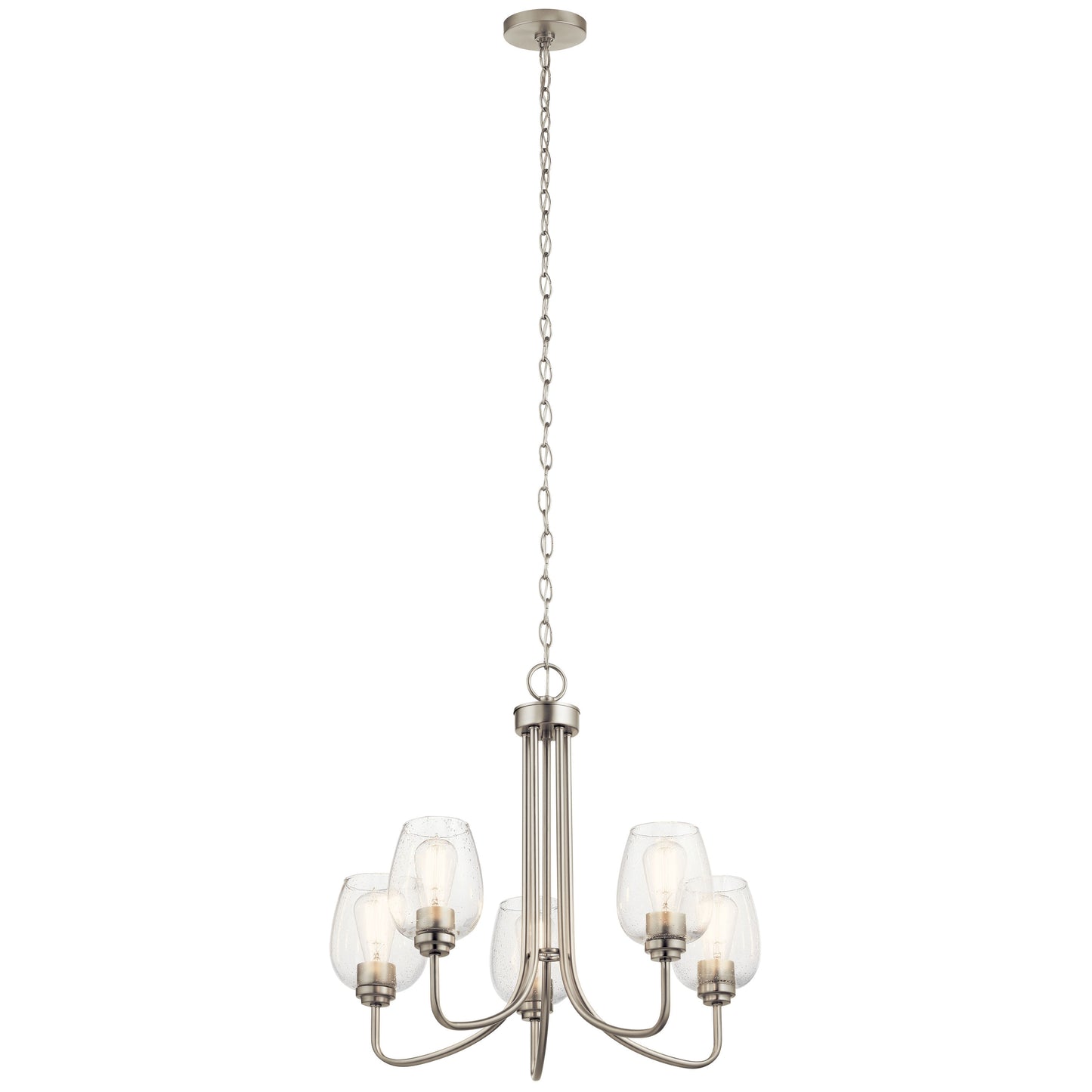 Kichler Valserrano 5 -Light Brushed Nickel Traditional For Use in Bedrooms, Dining Rooms, Foyers, Kitchens, Living Rooms Chandelier 2416128