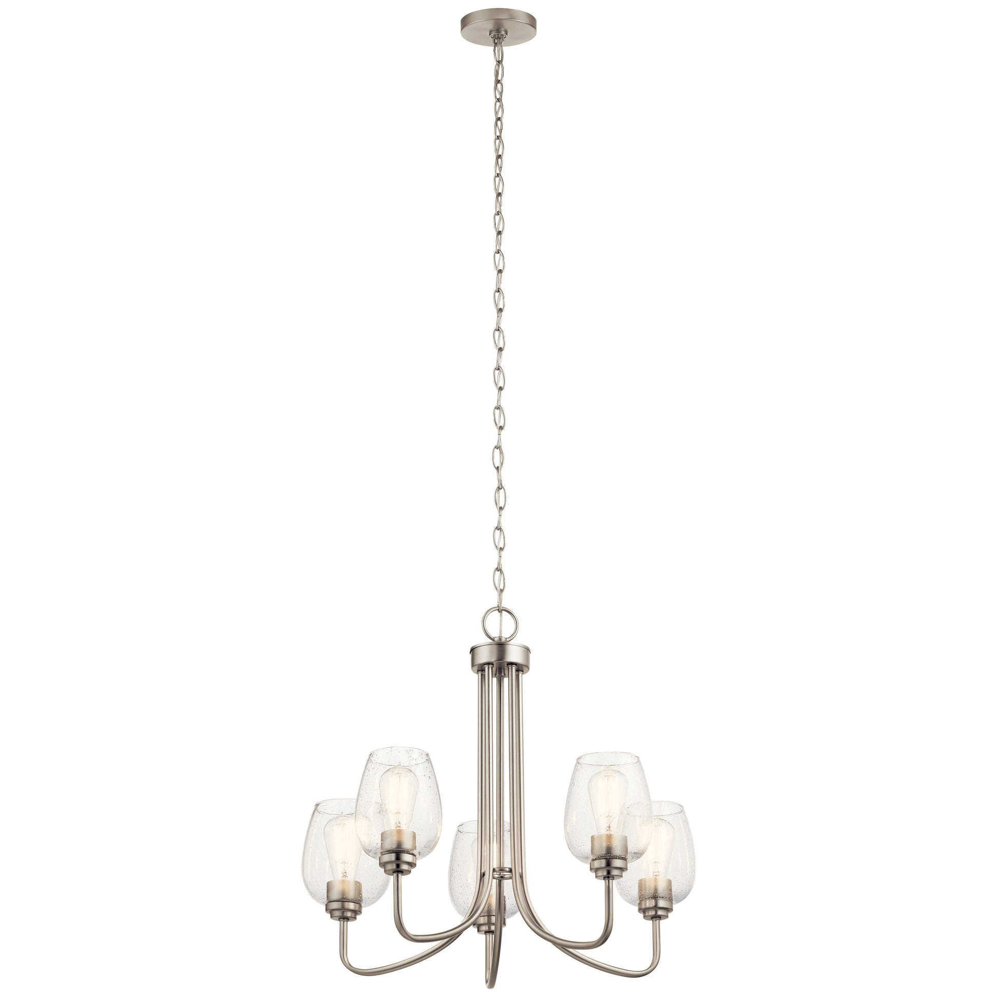 Kichler Valserrano 5 -Light Brushed Nickel Traditional For Use in Bedrooms, Dining Rooms, Foyers, Kitchens, Living Rooms Chandelier 2416128