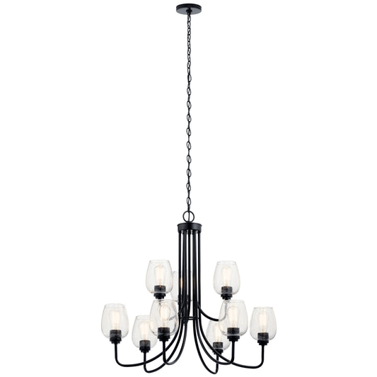 Kichler Valserrano 9 -Light Black Traditional For Use in Bedrooms, Dining Rooms, Foyers, Kitchens, Living Rooms Chandelier 2416129