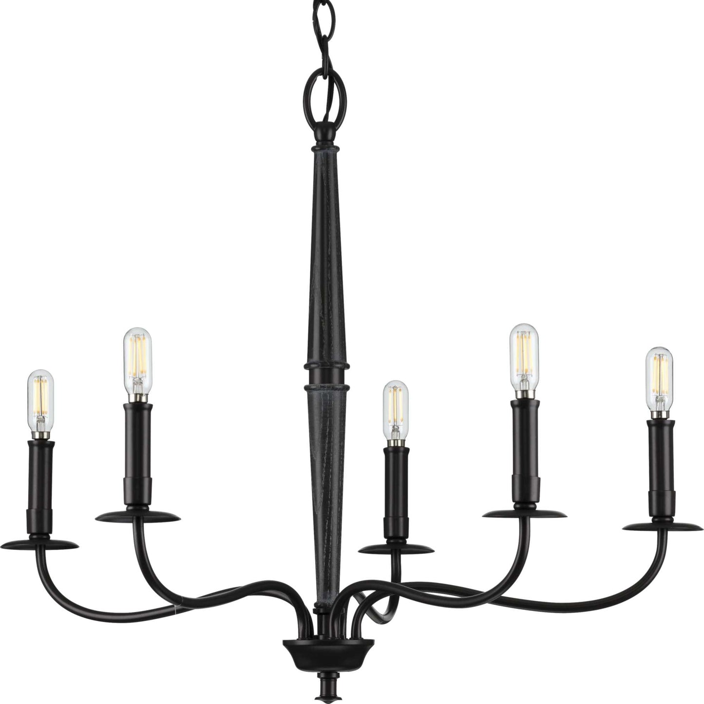 Progress Lighting Durrell 5 -Light Matte Black Coastal For Use in Bedrooms, Dining Rooms, Foyers, Kitchens, Living Rooms Chandelier 2467465