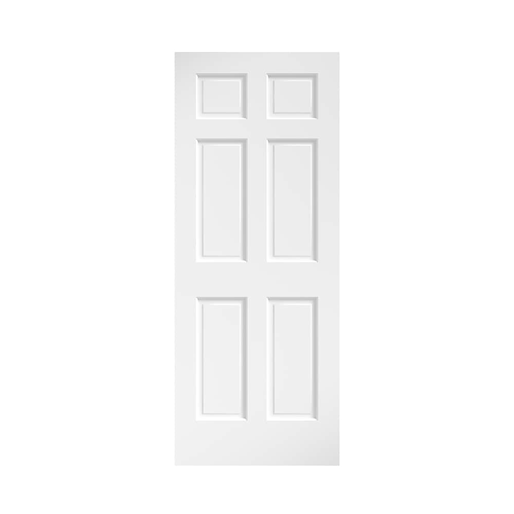 EightDoors 36-in x 80-in White Primed 6-panel Smooth Solid core Primed Pine Wood Slab Door