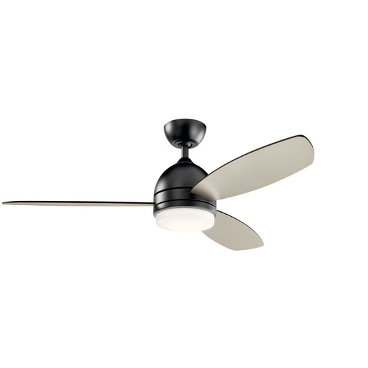 Kichler Vassar 52-in Integrated LED Satin Black with Silver/Black Blades Ceiling Fan With Light - Remote Included ( 5 -Blade ) 4136570