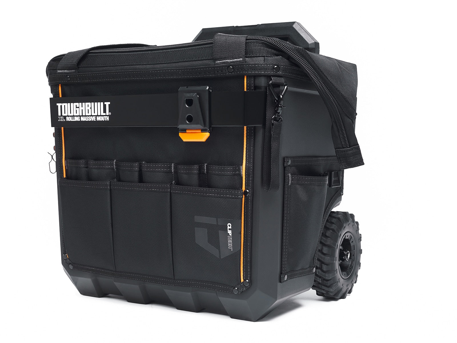TOUGHBUILT Massive Mouth Hard Bottom XL Black Polyester 18-in Zippered Rolling Tool Bag TBL-CT-61-18