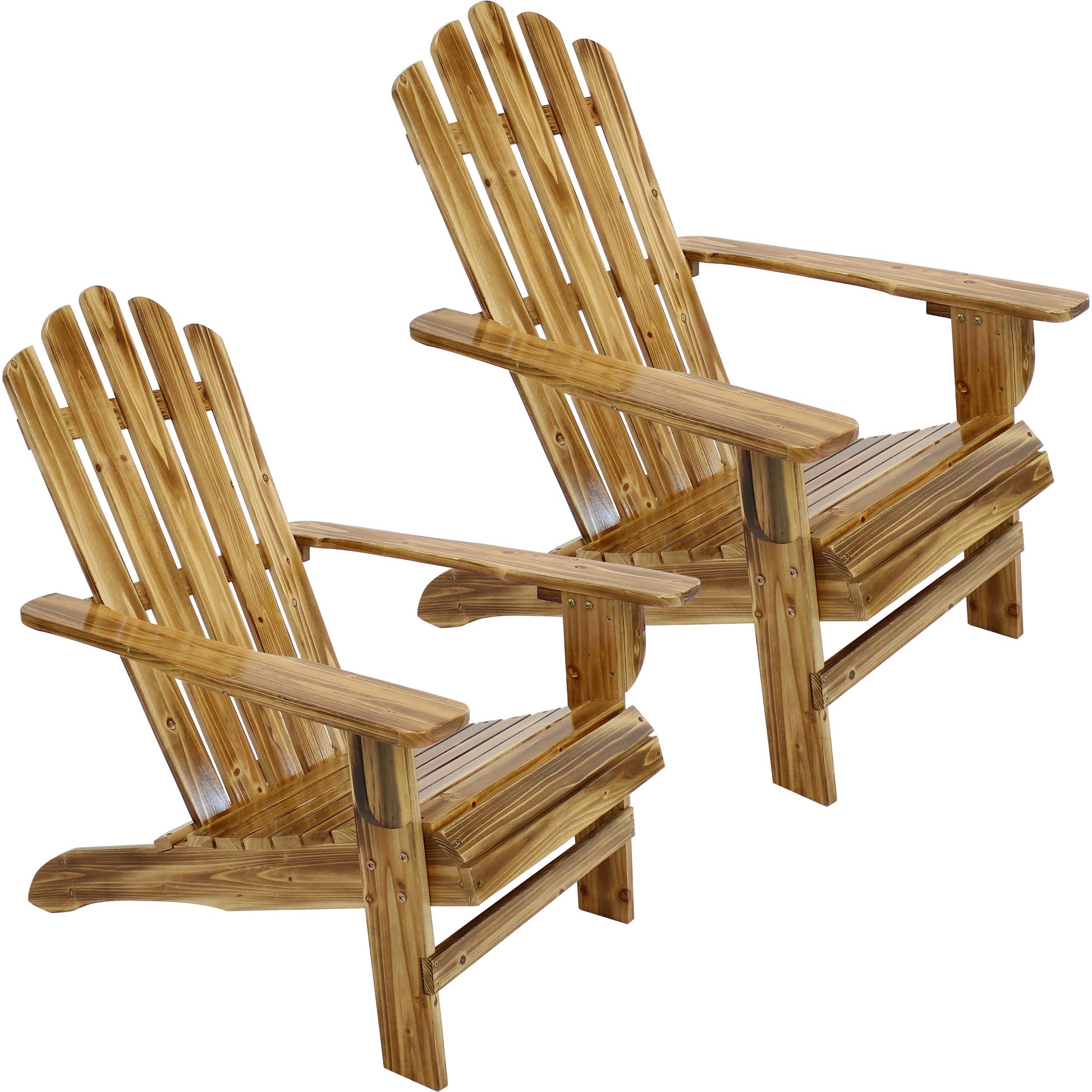 Sunnydaze Decor Set of 2 Brown Wood Frame Stationary Adirondack Chair with Brown Solid Seat