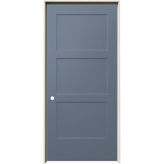 JELD-WEN 36-in x 80-in Colony Solid core 3-panel equal Right hand Smooth Prefinished Molded composite Flat Jamb Single Prehung Interior Door