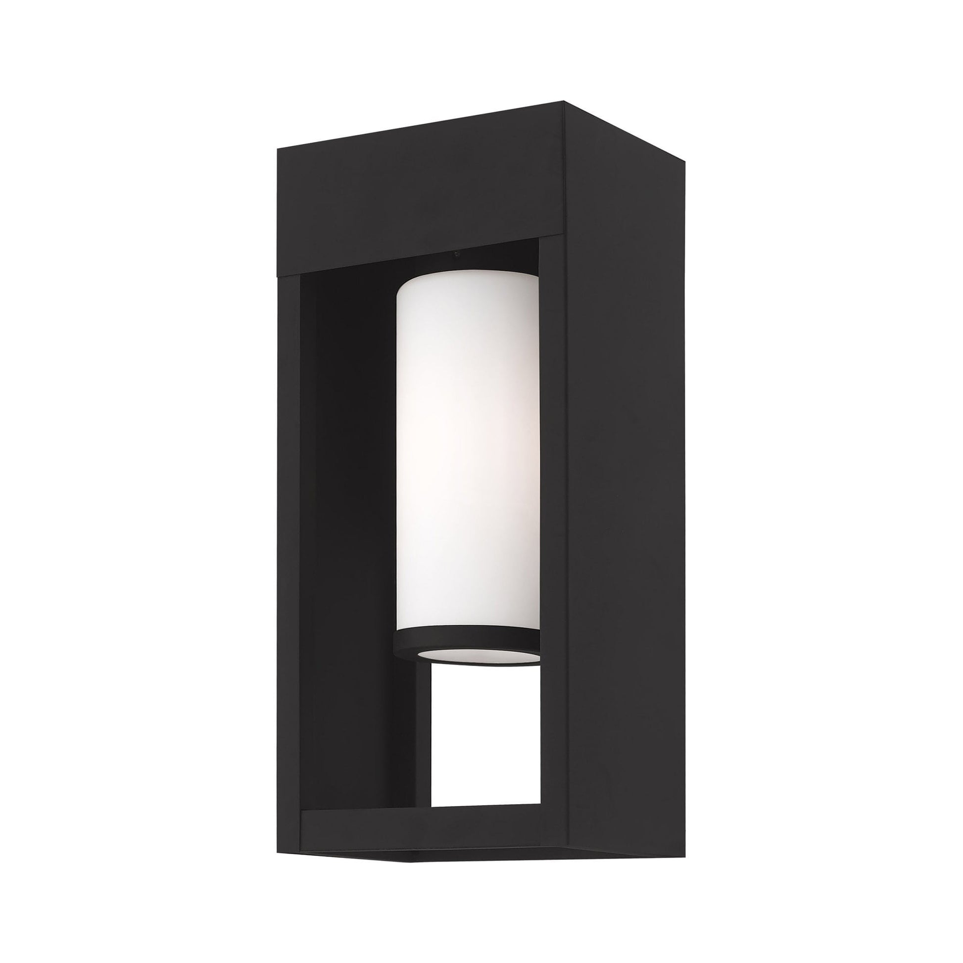 Livex Lighting Bleecker 1 -Light 13.625-in H Matte Black Hardwired Outdoor Wall Light