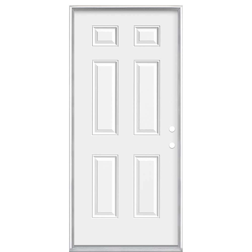 Masonite 36-in x 80-in x Steel No glass Left-hand inswing Primed White Fire Rated Prehung Front Door Insulating core