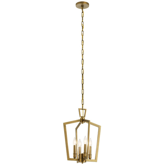 Kichler Abbotswell 4 -Light Natural Brass Traditional Lantern Medium Hanging Pendant light 2854271