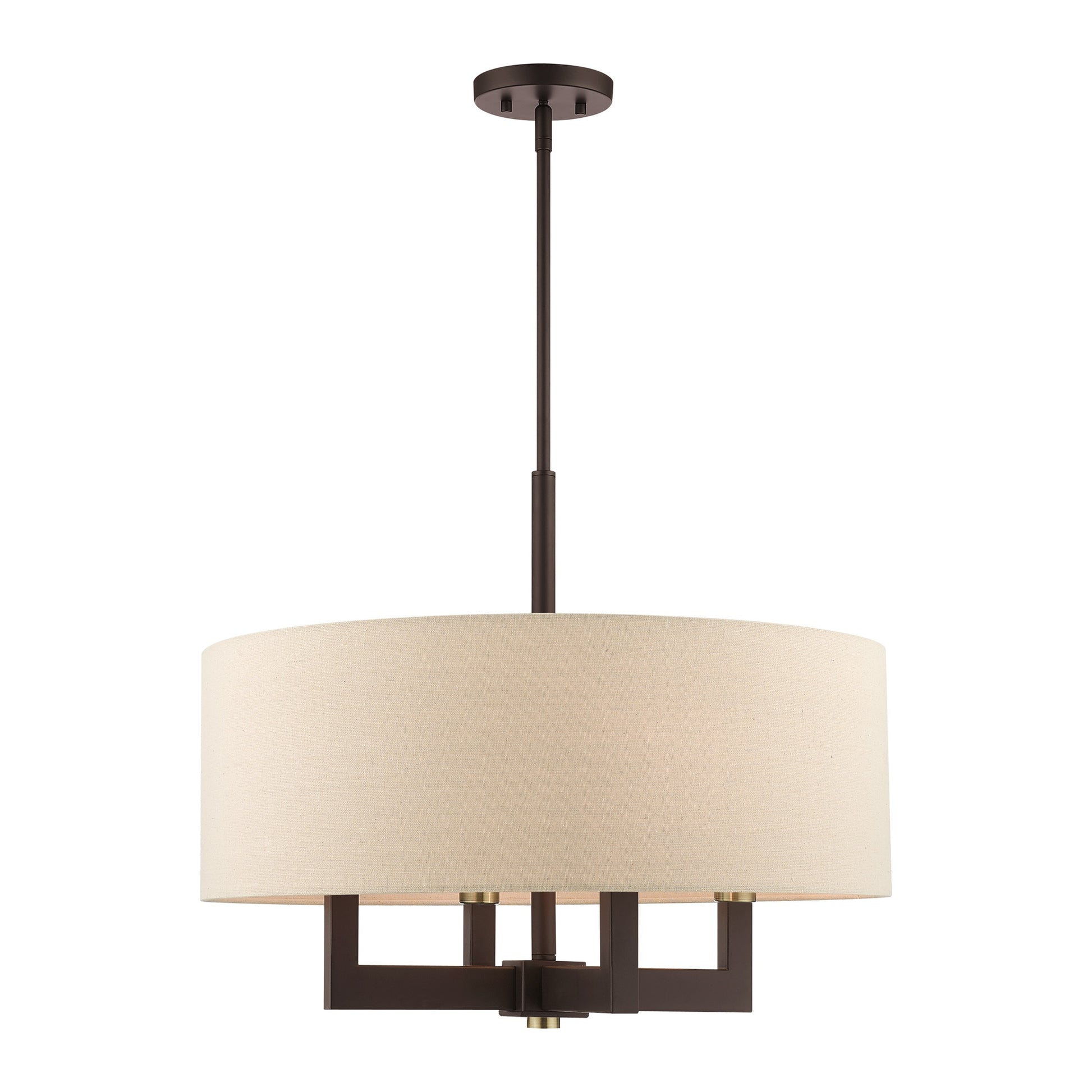 Livex Lighting Cresthaven 4 -Light Matte Bronze Indoor Fabric Steel Chandelier