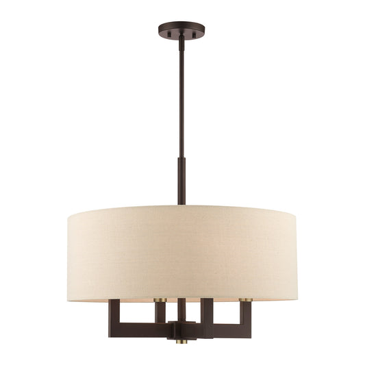 Livex Lighting Cresthaven 4 -Light Matte Bronze Indoor Fabric Steel Chandelier