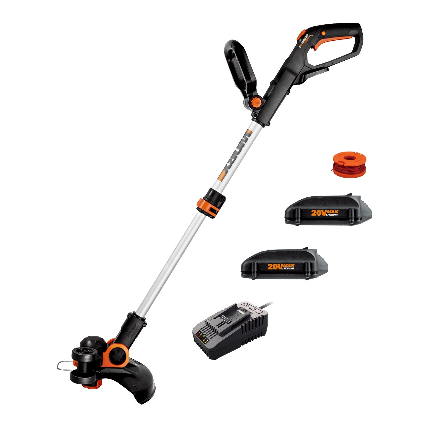WORX Power Share 20-volt Max 12-in Telescopic Shaft Battery String Trimmer 2 Ah (Battery and Charger Included) WG163.10