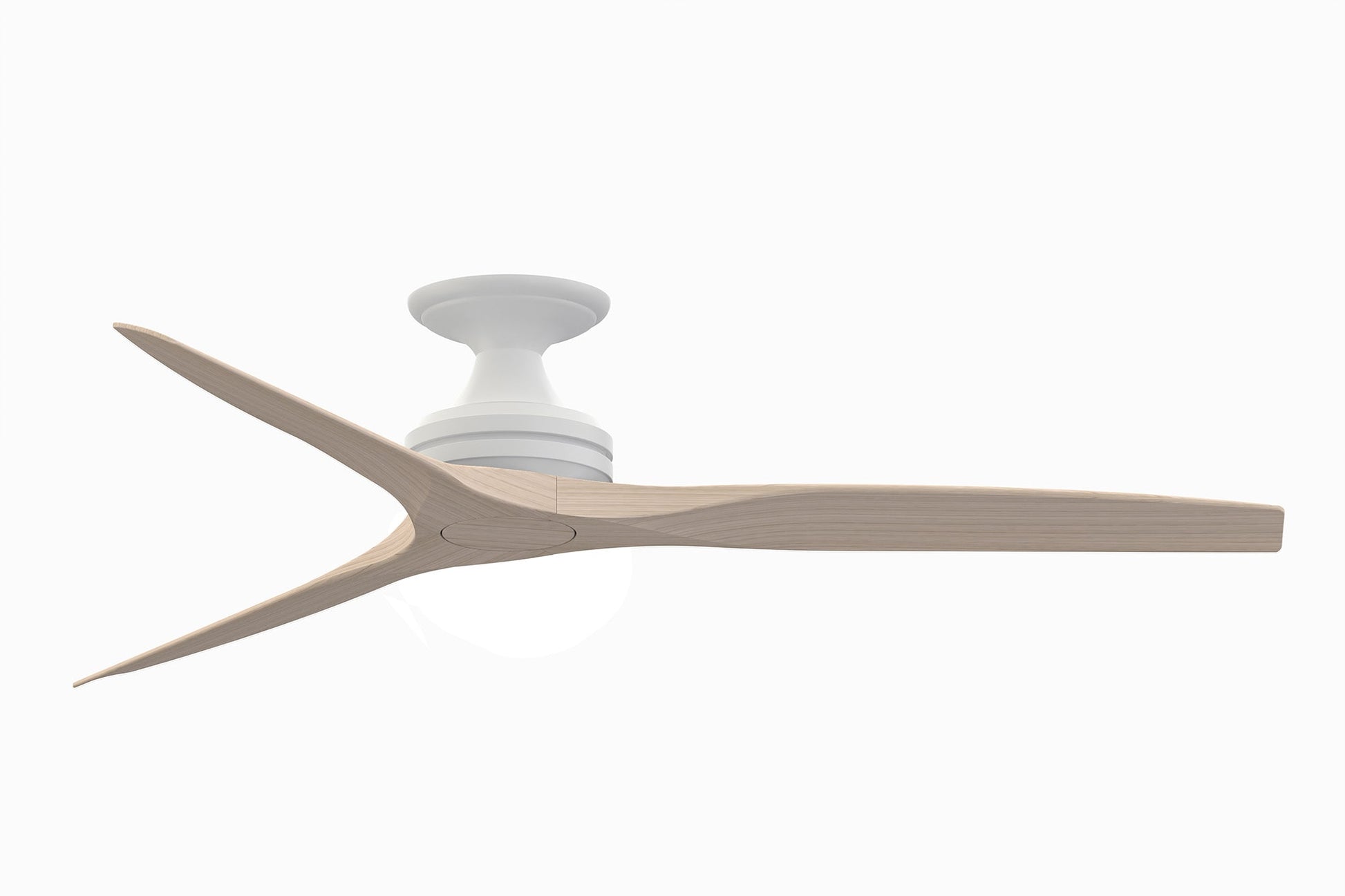 Fanimation Spitfire 60-in Outdoor Flush Mount Matte White with White Washed Blades Propeller Ceiling Fan Light Kit Compatible - Remote Included ( 3 -Blade ) 3073266