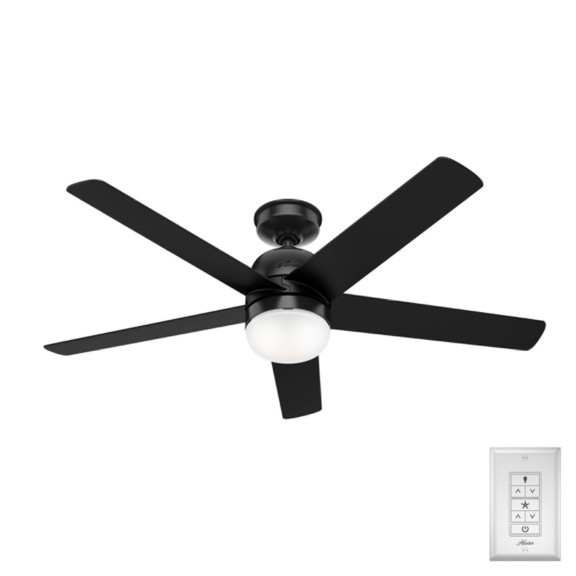 Hunter Anorak WeatherMax 52-in Outdoor Matte Black with Matte Black Blades Ceiling Fan With Light ( 5 -Blade ) 4952505
