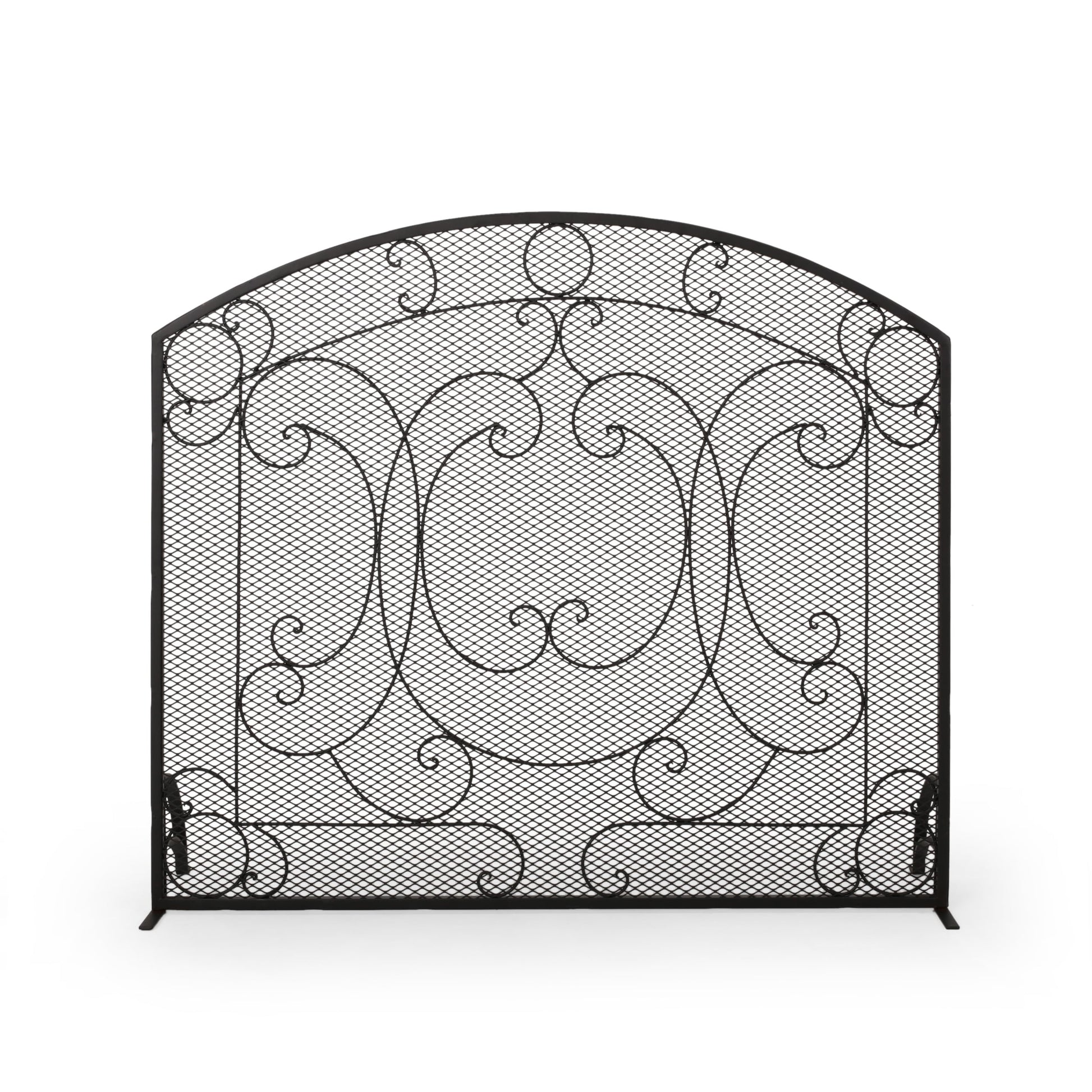 Home Decor 36-in Matte Black Iron 1-Panel Arched Fireplace Screen 311955