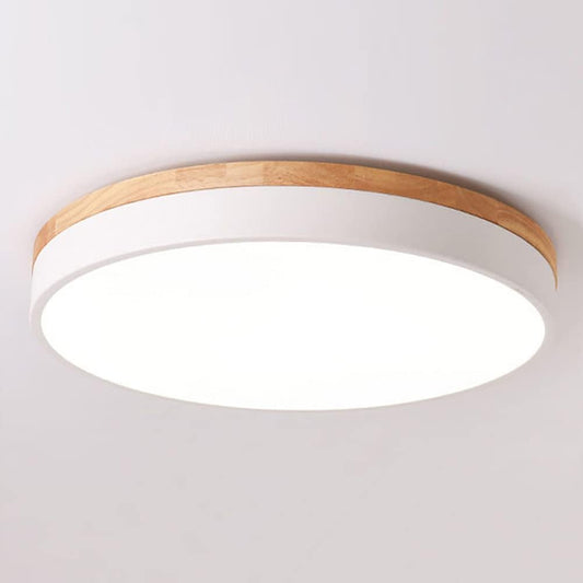 Yiisem Dimmable Wood LED Flush Mount Ceiling Light, 5CCT 2700K-6000K Modern Round Close to Ceiling Lighting Fixtures, Minimalist White Ceiling Lamp for Bedroom, Kitchen, Hallway, Laundry Room