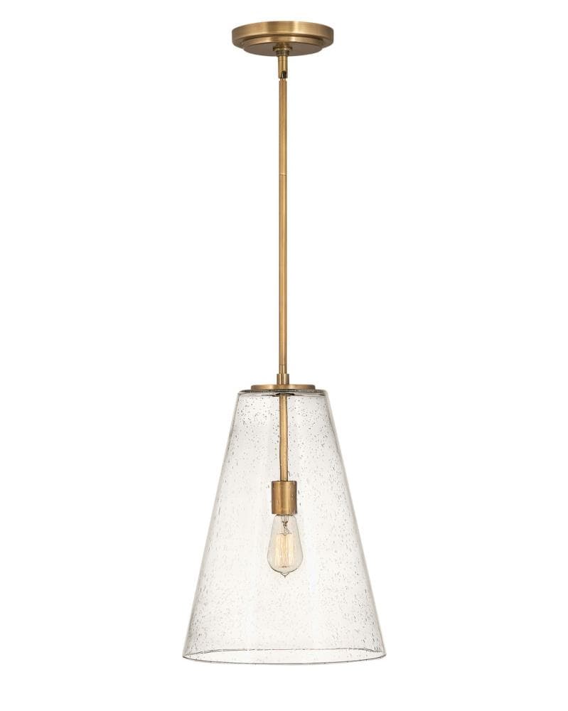 Hinkley Vance Heritage Brass Transitional Seeded glass Bell Medium Hanging Pendant light 3661555