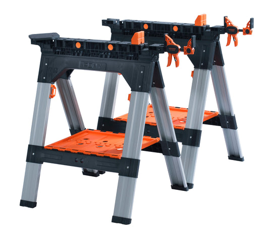Pony 2-Pack 27-in W x 34.6-in H Plastic/Steel Saw Horse (1200-lb Capacity)