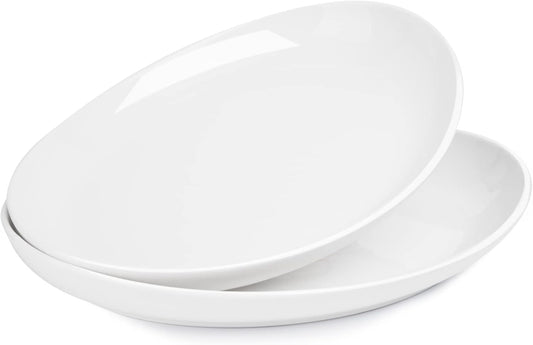 Sweese 2-Pack Porcelain Oval Serving Platters, White High-Grade Durable Professional, 14.5 Inch 2.0 Count