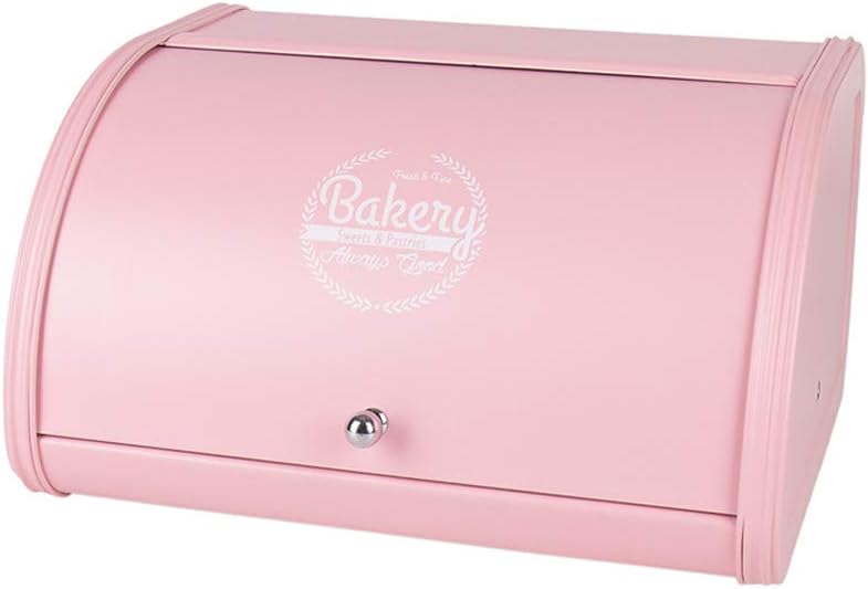 KL X458 Pink Bread Box Roll Top, Metal Bread Box for Kitchen Countertop, Large Capacity, Keeps Bakery Items Fresh Longer, Bread Bin for Kitchen Countertop, Breadbox to Store Cookies, Bagels, Muffins