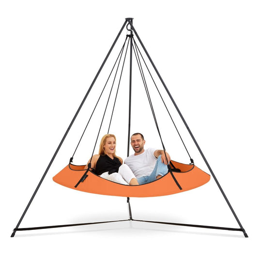 Hangout Pod Tangerine Fabric Hammock chair with Stand