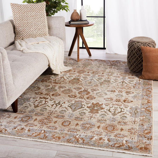Jaipur Living Zefira 8 x 10 (ft) Loomed Polypropylene Beige/Rust Rectangular Indoor Trellis Bohemian/Eclectic Spot Clean Only Pet Friendly Area rug