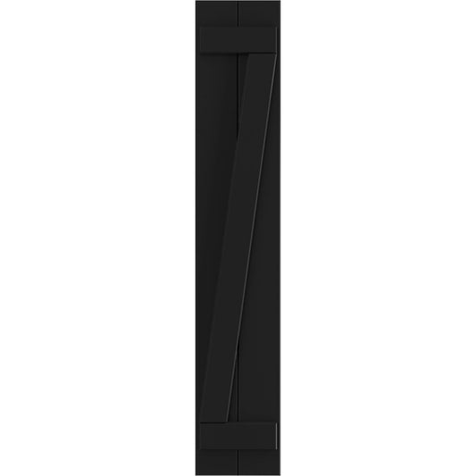 Ekena Millwork 10.75-in W x 75-in H Black Board and batten Z-bar Exterior Shutters ( 2 -Pack )