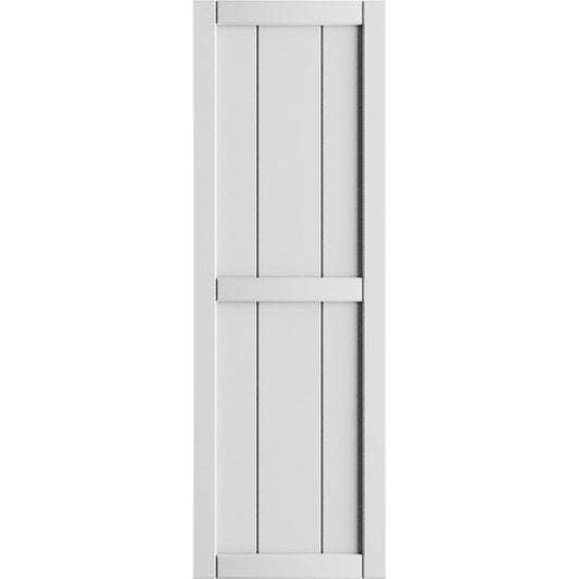 Ekena Millwork 16.125-in W x 82-in H White Paintable/Stainable Board and batten Framed Exterior Shutters ( 2 -Pack )