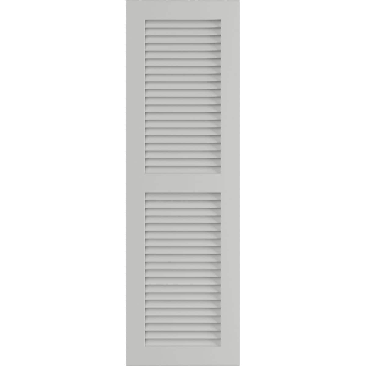 Ekena Millwork 18-in W x 45-in H Hailstorm Gray Louvered Exterior Shutters ( 2 -Pack )