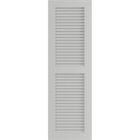 Ekena Millwork 18-in W x 45-in H Hailstorm Gray Louvered Exterior Shutters ( 2 -Pack )