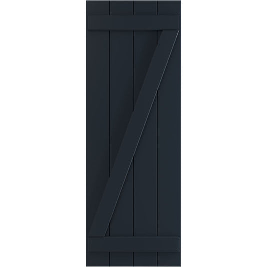 Ekena Millwork 21.5-in W x 25-in H Starless Night Blue Board and batten Z-bar Exterior Shutters ( 2 -Pack )