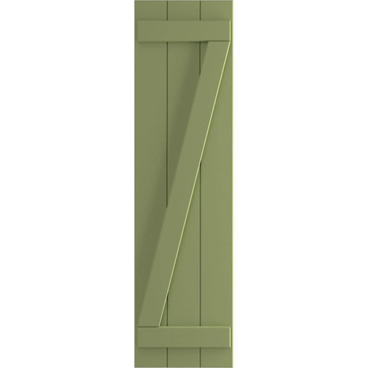 Ekena Millwork 16.125-in W x 64-in H Moss Green Board and batten Z-bar Exterior Shutters ( 2 -Pack )