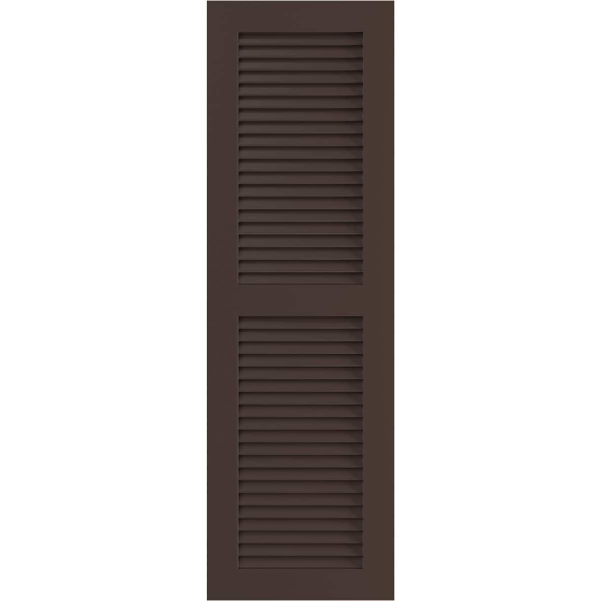 Ekena Millwork 15-in W x 43-in H Raisin Brown Louvered Exterior Shutters ( 2 -Pack )