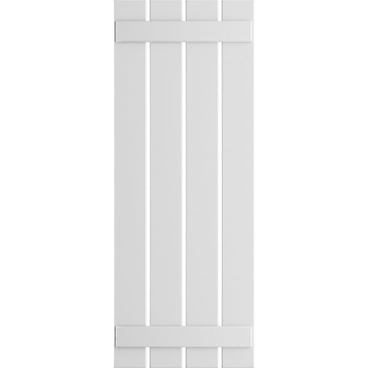 Ekena Millwork 23-in W x 42-in H White Paintable/Stainable Board and batten Spaced Exterior Shutters ( 2 -Pack )