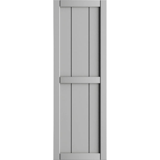 Ekena Millwork 10.75-in W x 82-in H Hailstorm Gray Board and batten Framed Exterior Shutters ( 2 -Pack )