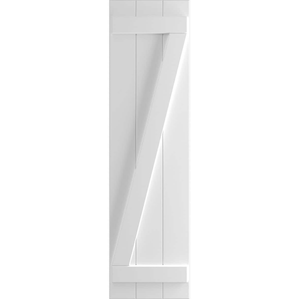 Ekena Millwork 16.125-in W x 36-in H White Paintable/Stainable Board and batten Z-bar Exterior Shutters ( 2 -Pack )