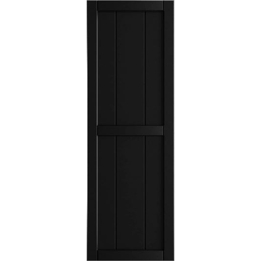Ekena Millwork 16.125-in W x 38-in H Black Board and batten Framed Exterior Shutters ( 2 -Pack )