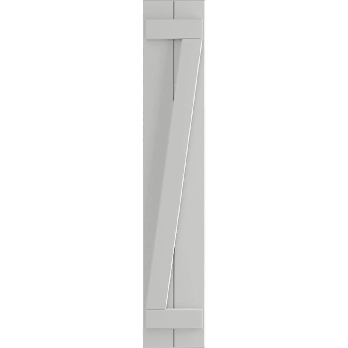 Ekena Millwork 10.75-in W x 78-in H Hailstorm Gray Board and batten Z-bar Exterior Shutters ( 2 -Pack )