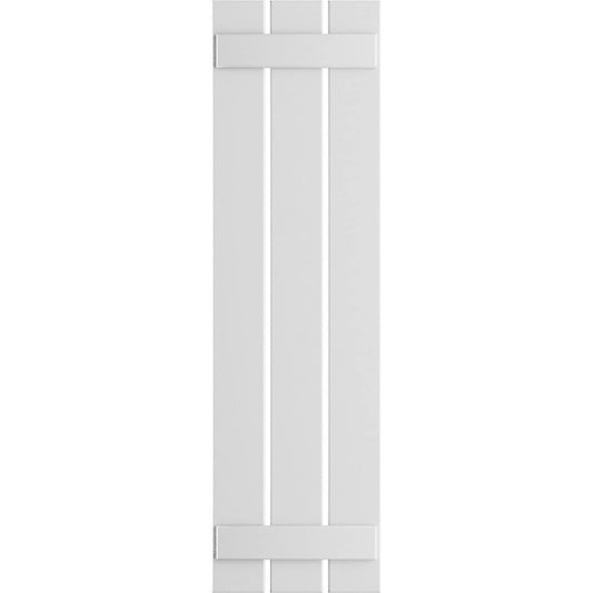 Ekena Millwork 17.125-in W x 39-in H White Paintable/Stainable Board and batten Spaced Exterior Shutters ( 2 -Pack )