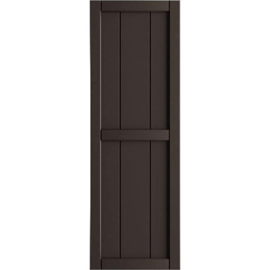 Ekena Millwork 10.75-in W x 83-in H Raisin Brown Board and batten Framed Exterior Shutters ( 2 -Pack )
